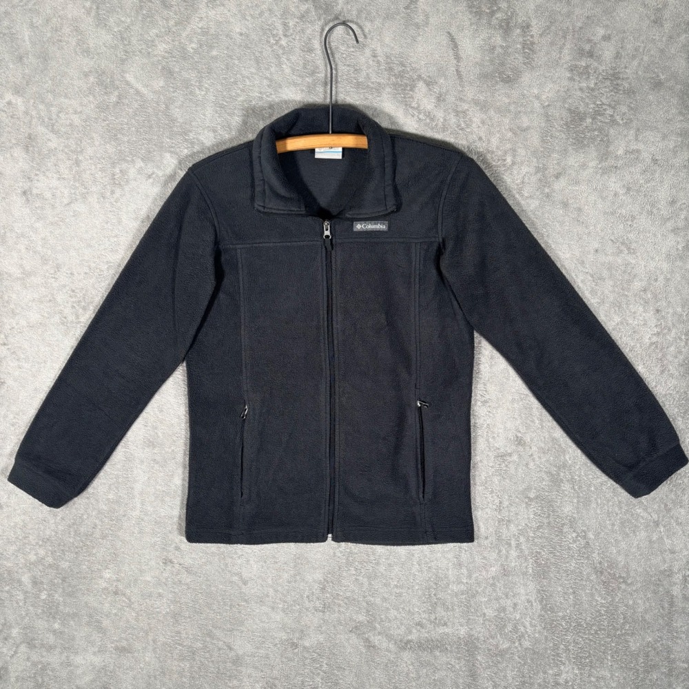 Columbia Boys Black Full Zip Fleece Jacket Mock Neck WB6760 Size Large L 14/16